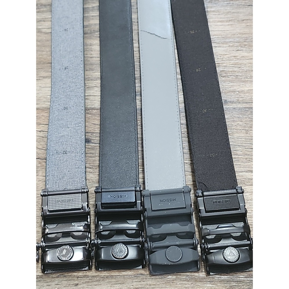 lot of 4 Mission Belts Mens 45 in - 50" Gray Black Canvas Cloth Leather Flawed
